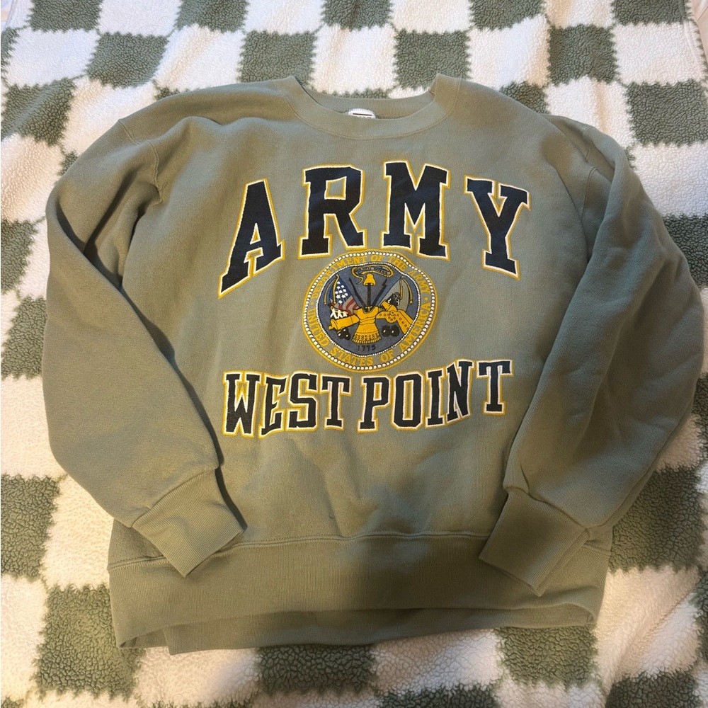 VINTAGE MENS ARMY WEST POINT OLIVE GREEN CREWNECK
